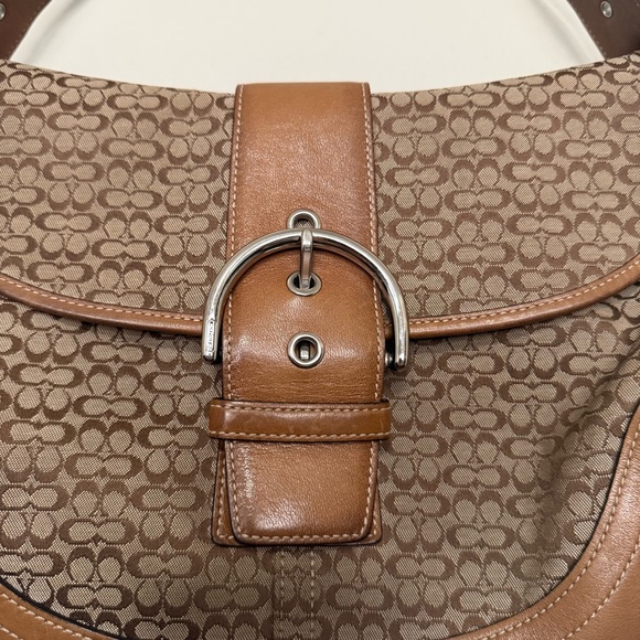 Coach 6808 Vintage Soho Tan Leather and Signature C Canvas Shoulder Tote Bag - Picture 2 of 16